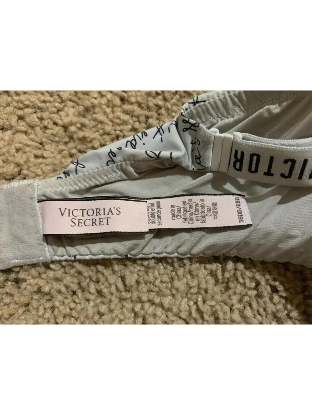 a lot of 2 Bra Victoria's Secret T-shirt lightly lined demi 36DD gray and purple